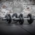 Voordelige olympische dumbbellstang met draaiende uiteinden en een chromen coating