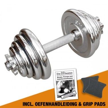Chromen Dumbbell 15 kg / 1 kg stappen