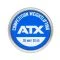 Het aluminium logo van de ATX Competition Weightlifting Bar