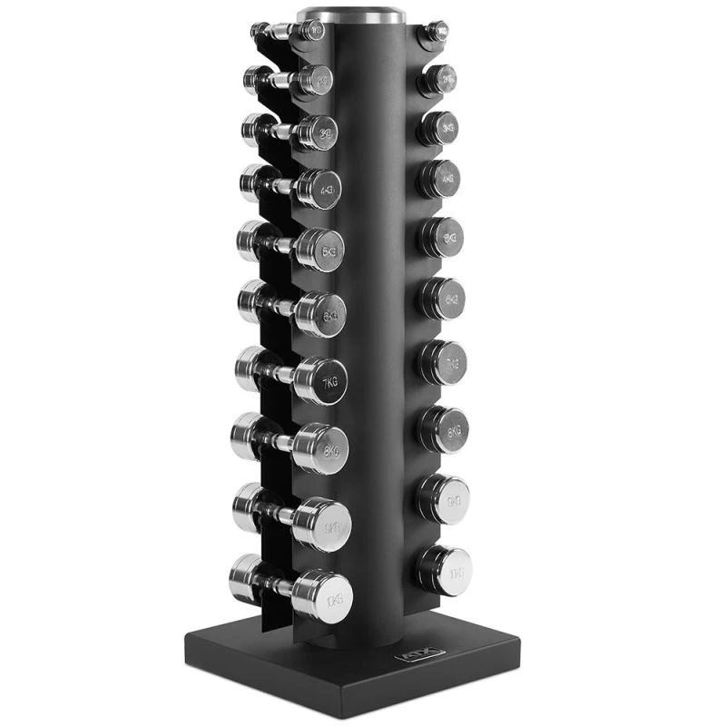 Chromen Dumbbell Set met ATX Opbergtoren