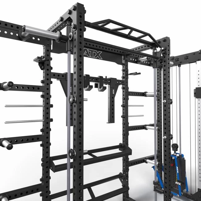 De ATX Smith Machine Option MPO-600 heeft een handige parkeerpositie bovenin het rack