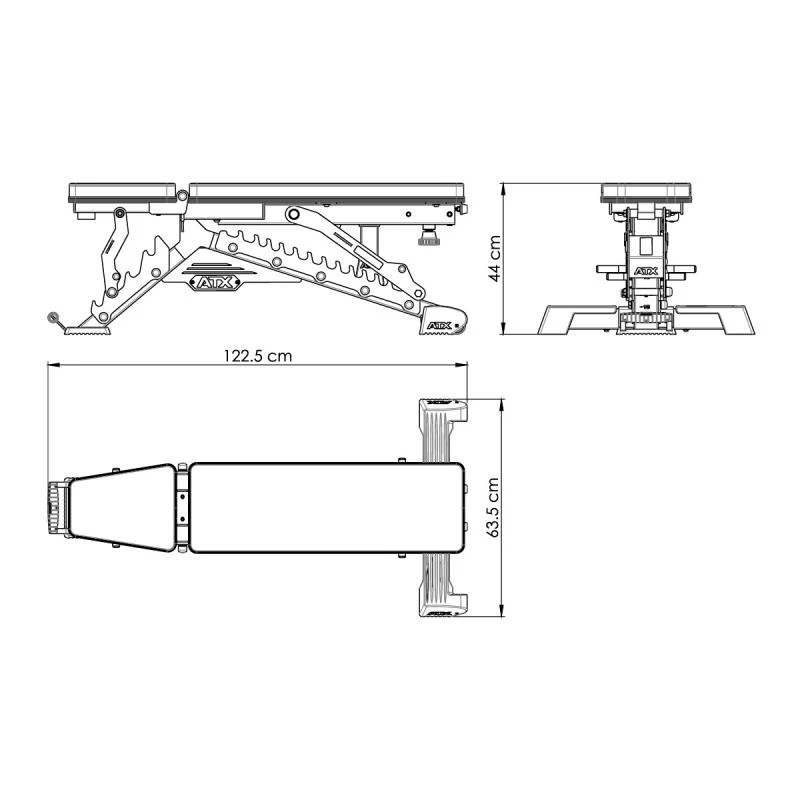 Afmetingen van de ATX Warrior Multi Bench MBX-750 - 2.0
