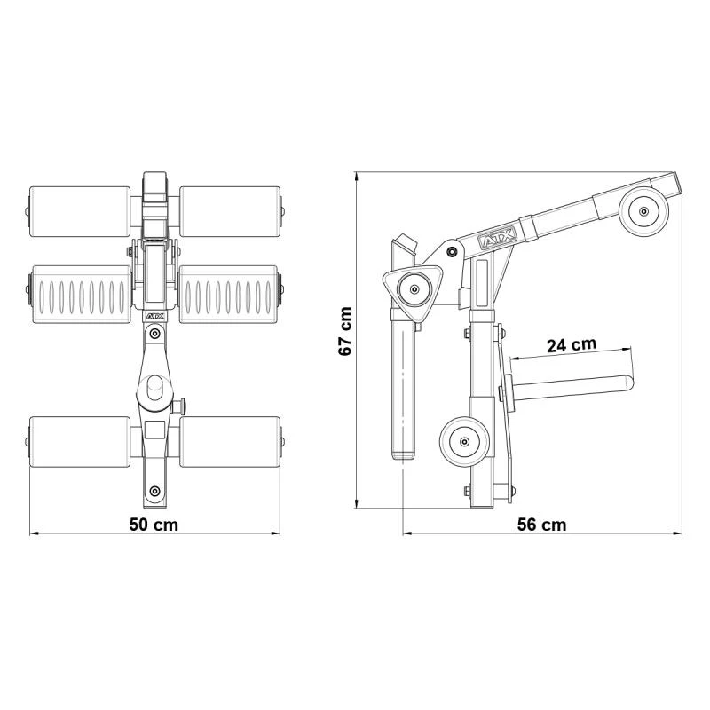 Afmetingen van de ATX Leg Lift Option 2.0