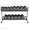 Rek met twee schappen voor het opbergen van dumbbells